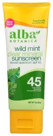 ALBA BOTANICA: Sunscreen Spf45 Mineral Wild Mint Lotion, 3 fo