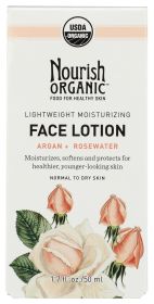 NOURISH ORGANIC: Lightweight Moisturizing Face Lotion Argan + Rosewater, 1.7 oz