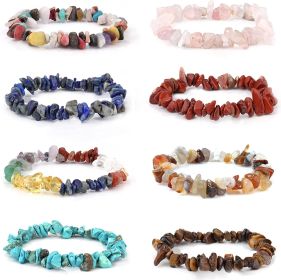 15Pcs Natural Gemstone Chakra Crystal Healing Reiki Stretch Bracelets for Women Tumble Polished Align Irregular Chips Beads Bracelets Adjustable