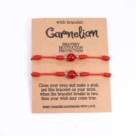 2 Pcs Carnelian Crystal Bracelet for Women Men Adjustable Red Knots String Bracelet Set Natural Healing Red Gemstone Bracelet 7 Knots for Protection