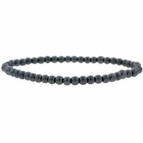 Genuine Hematite Healing Stone 4mm Bead Beaded Stretch Bracelet