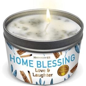 Magnificent 101 Long-Lasting Home Blessing - Love & Laughter Aromatherapy Smudge Candle | 6 Oz - 35-Hour Burn | Soy Wax, Sage