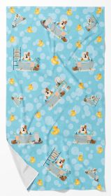 Fawn White English Bulldog in Bathtub Bath Towel Large Oversized Plush Fitness Body Towel, Ultra Soft Absorbent Quick Drying, 42"L x 24"W