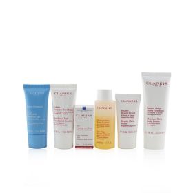 Clarins - Head-to-Toe Moisturizing Essentials Set: Facial Cleanser+Eye Gel+Beauty Flash Balm+Hydra-Essentiel Cream+Body Lotion+Hand - 6pcs