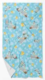 West Siberian Laika Spitz in Bathtub Bath Towel Large Oversized Plush Fitness Body Towel, Ultra Soft Absorbent Quick Drying, 42"L x 24"W