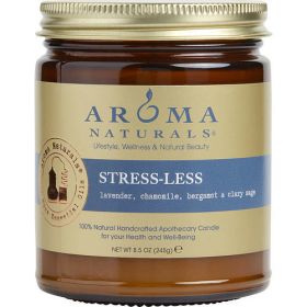 STRESS LESS AROMATHERAPY by ONE 3 X 3 inch JAR AROMATHERAPY CANDLE. COMBINES THE ESSENTIAL OILS OF LAVENDER, CHAMOMILE