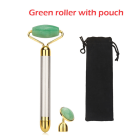 Vibra Beauty Vibrating Gemstone Roller And Magical Skin Care Massager (Color: Green Jade)